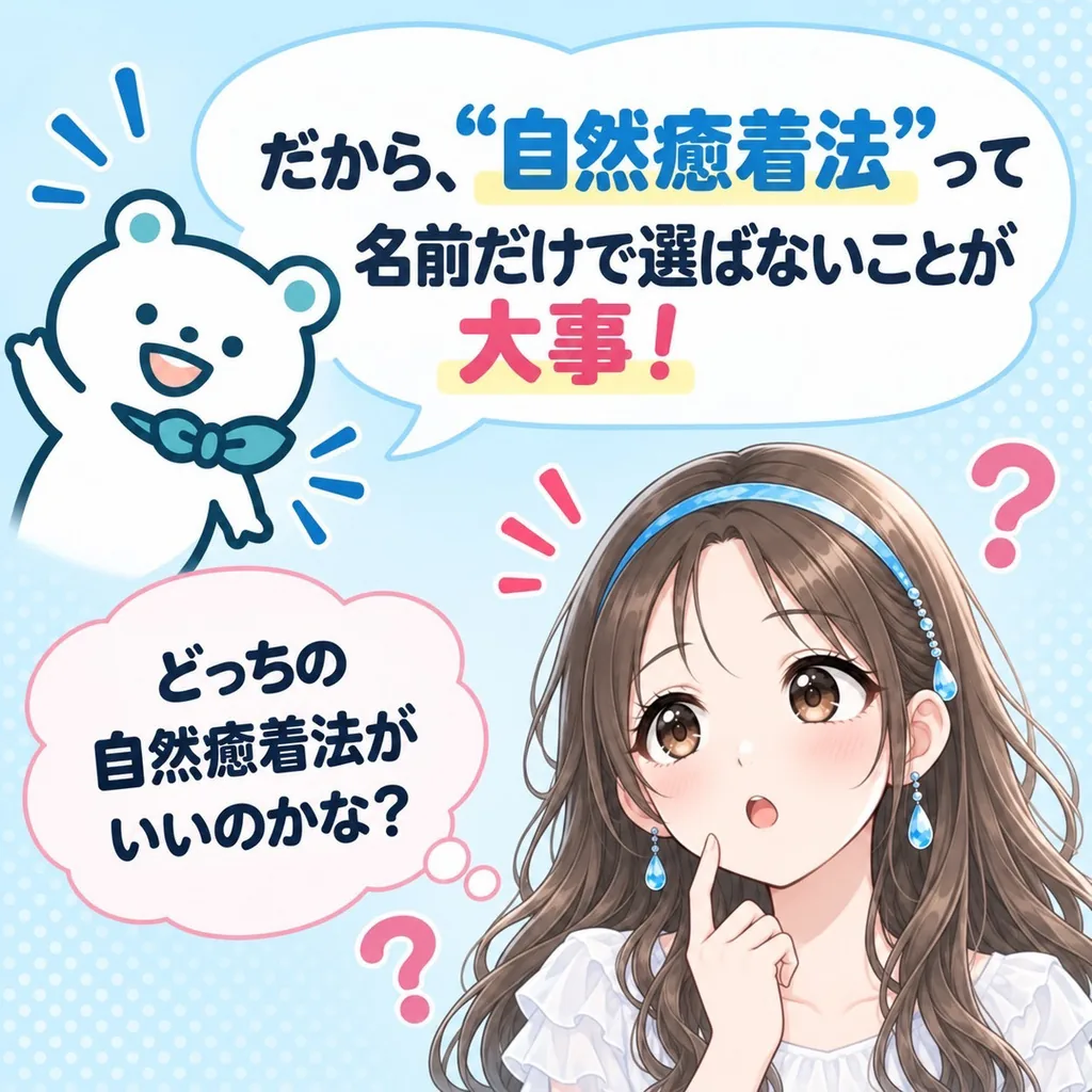 だから、“自然癒着法”って名前だけで選ばないことが大事!どっちの自然癒着法がいいのかな?